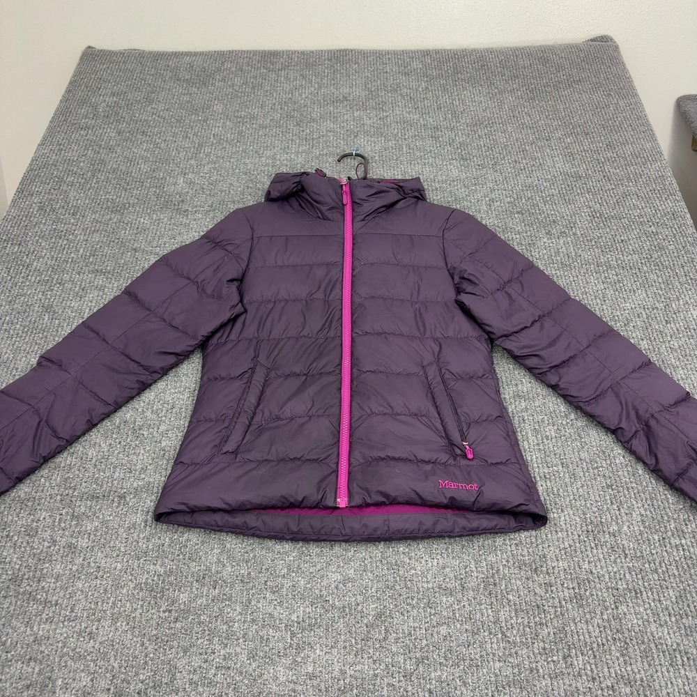 Marmot Puffer Jacket Womens XS Purple Down 700 Fill Hooded Gorpcore Sporty